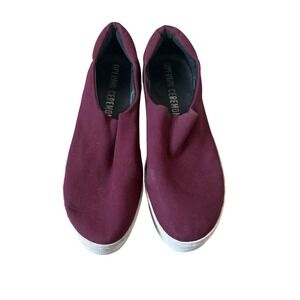 Opening Ceremony Mens Burgundy Canvas Platform Slip On Sneakers Shoes EU 40